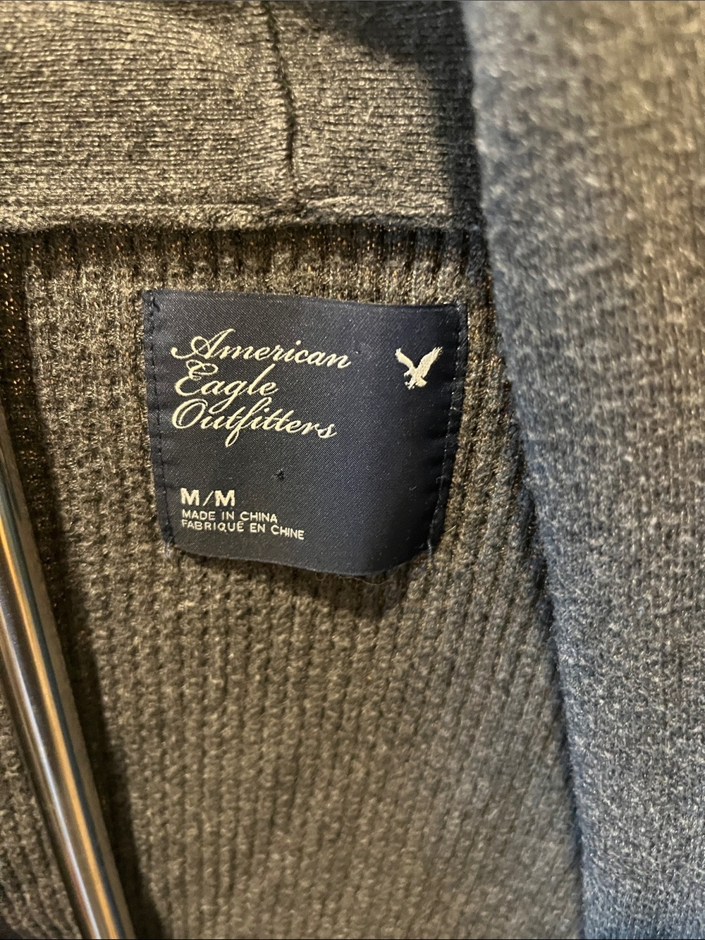 American Eagle Outfitters Charcoal Gray Shawl-Collar Cardigan w/ Button Closure - Picture 2 of 8